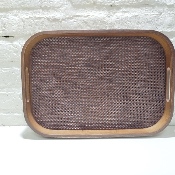 BANDEJA MADERA OSCURA RECTANGULAR 40X28CM GRANDE
