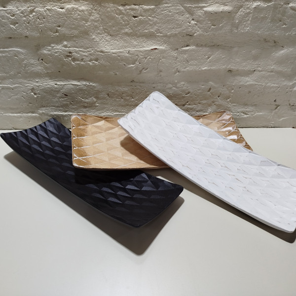 BANDEJA MADERA RECTANGULAR 33X12X4CM DORADO