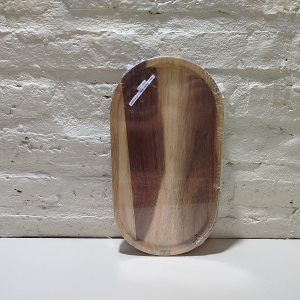 BANDEJA OVAL BAMBU RAYAS 30X16X2CM