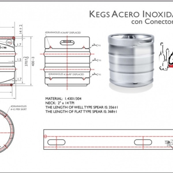 BARRIL 30 L  ACERO INOXIDABLE KEGS