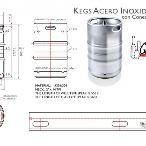 BARRIL 50 L ACERO INOXIDABLE KEGS
