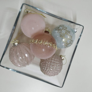 bola cristal con brillo celeste 8 cm