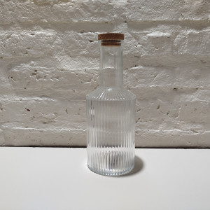 botella tapa corcho 1lt rayada cristal