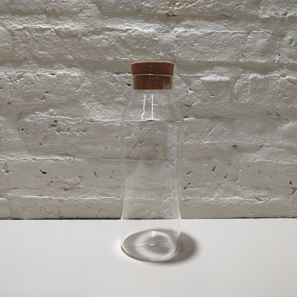 BOTELLA VIDRIO LISO TAPA CORCHO 1200ML 6X9X25