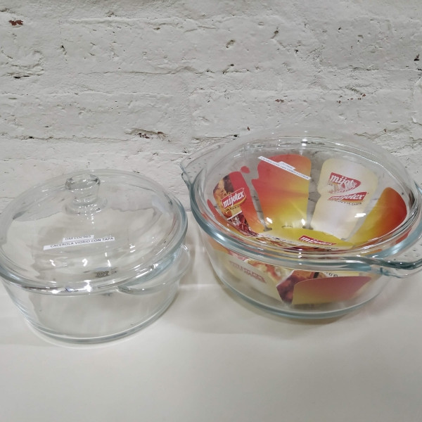 CACEROLA DE VIDRIO CON TAPA 2LT