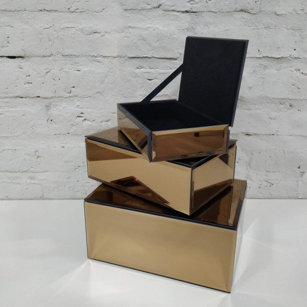 CAJA ESPEJO RECTANGULAR MEDIANA 20X13X7 DORADO