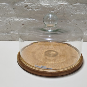 campana de vidrio base bambu 25x18