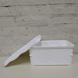canasto con tapa labrado 5000ml 28x20x12cm
