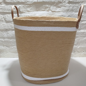 canasto fibra natural con asa grande 40x48cm