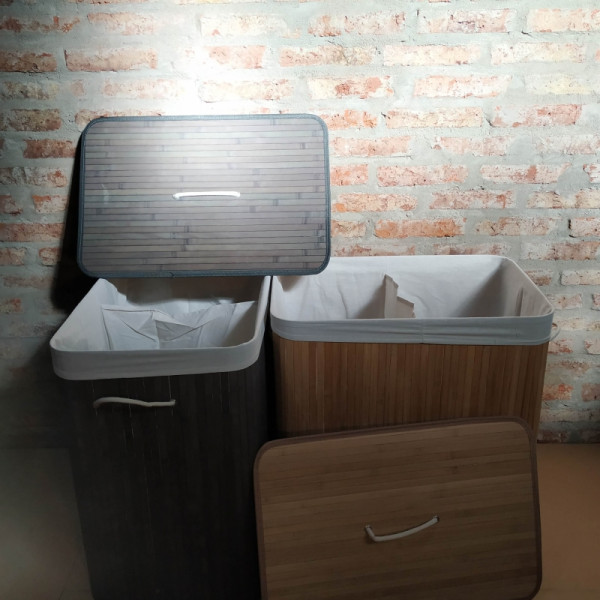 CESTO BAMBU PLEGABLE TAPA RECTANGULAR 60x40x63 GRANDE