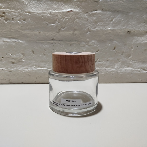 DIFUSOR CILINDRO ETER 200ML CON TETINA Y TAPA MADERA