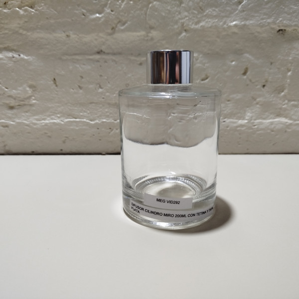 DIFUSOR CILINDRO MIRO 200ML CON TETINA Y TAPA PLATA