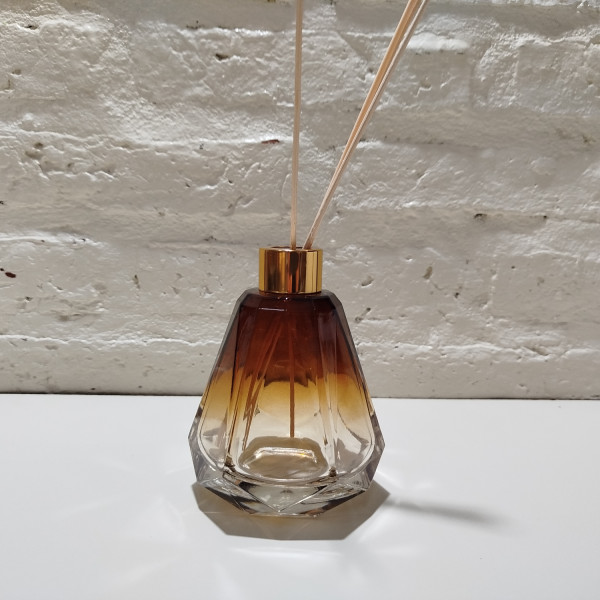 DIFUSOR CUARZO 200ML CON TETINA Y TAPA DORADA