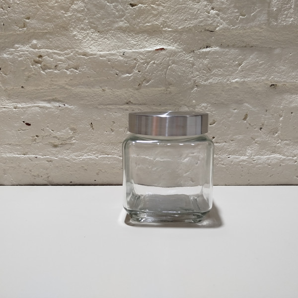 FRASCO CUADRADO TAPA ACERO 8CM 400ML