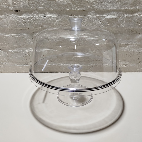 POSATORTA ACRILICO CON PIE Y CAMPANA LISO 28CM