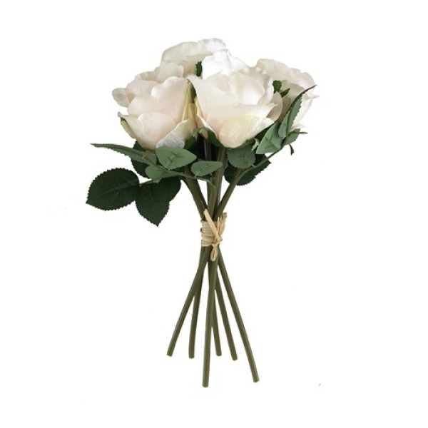 RAMO X 6 PIMPOLLOS ROSA CON HOJAS BLANCO