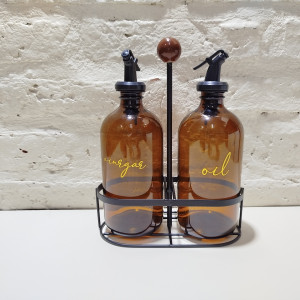 set aceite vinagre ambar base metal 500ml