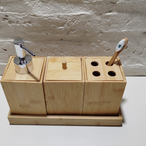 set x 3 bano bambu con bandeja 24x9x19