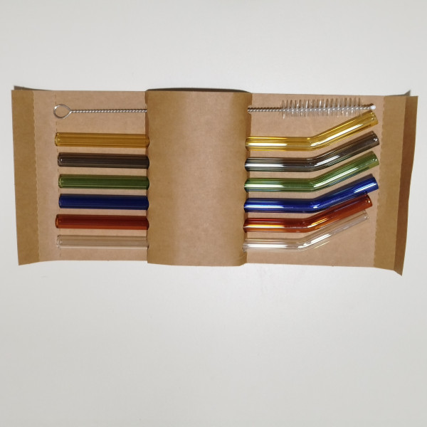 SORBETE VIDRIO COLORES X 6 UNIDADES Y LIMPIADOR 20CM