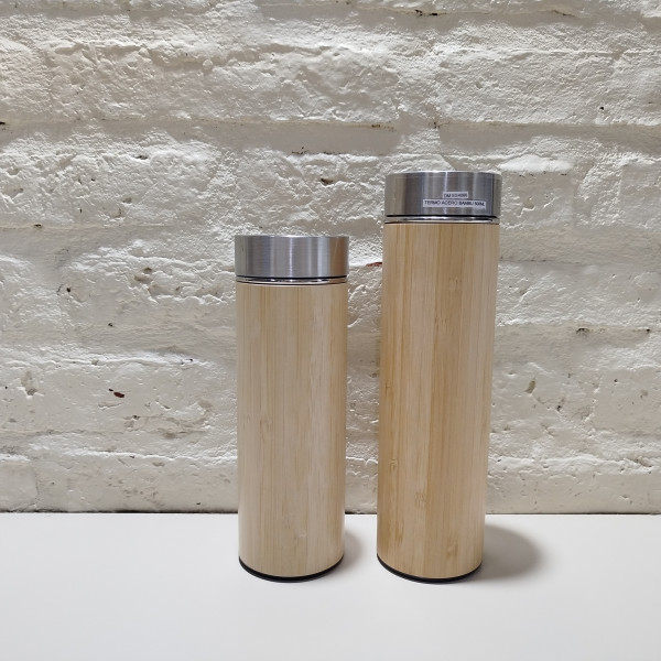 TERMO ACERO BAMBU 7X7X21CM 450ML