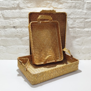 bandeja bambu rectangular grande 39x28x6cm