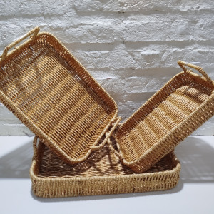 bandeja rectangular con manija clara mediana 20x28cm