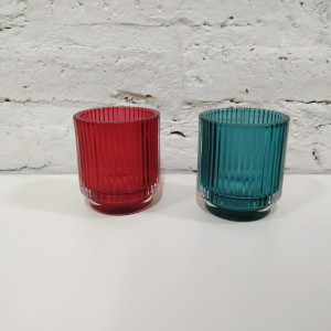 candel rayado turquesa 7x8cm