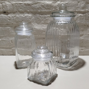 frasco rayado 23cm cuadrado 1400ml tapa vidrio