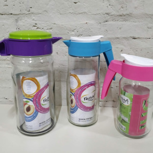 jarra tapa 2 colores 1000ml vidrio