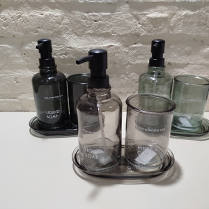 juego accesorios bano 3 piezas verde oscuro