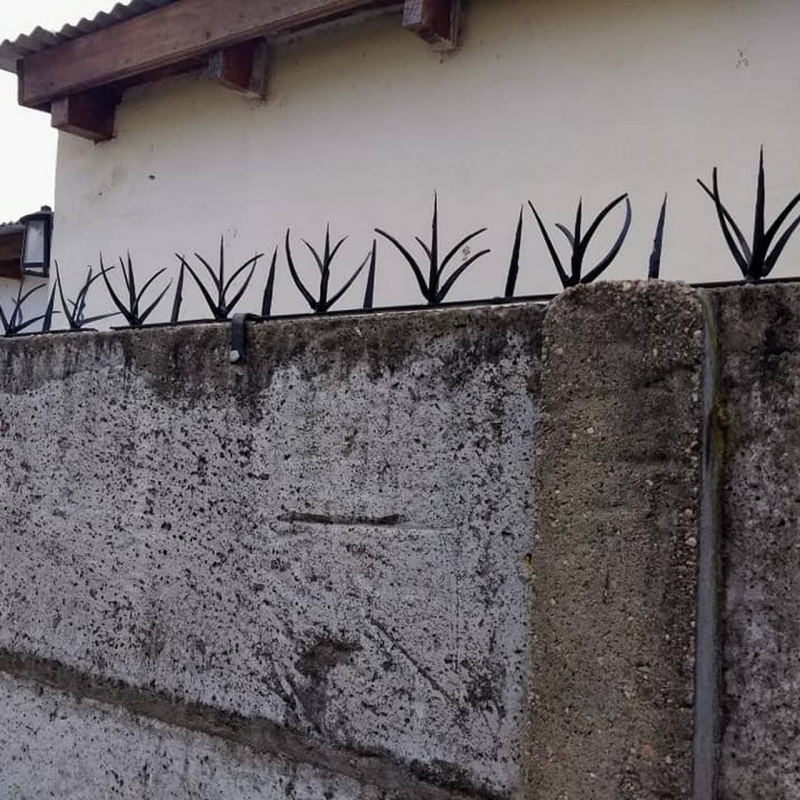 pinches 5 puntas con diente colocado en lajas con grampas,  Pinches y Puas perimetrales M&D, venado tuerto