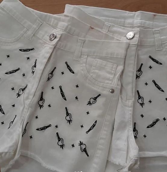 Short jeans blanco bordado, Tienda Chip, venado tuerto