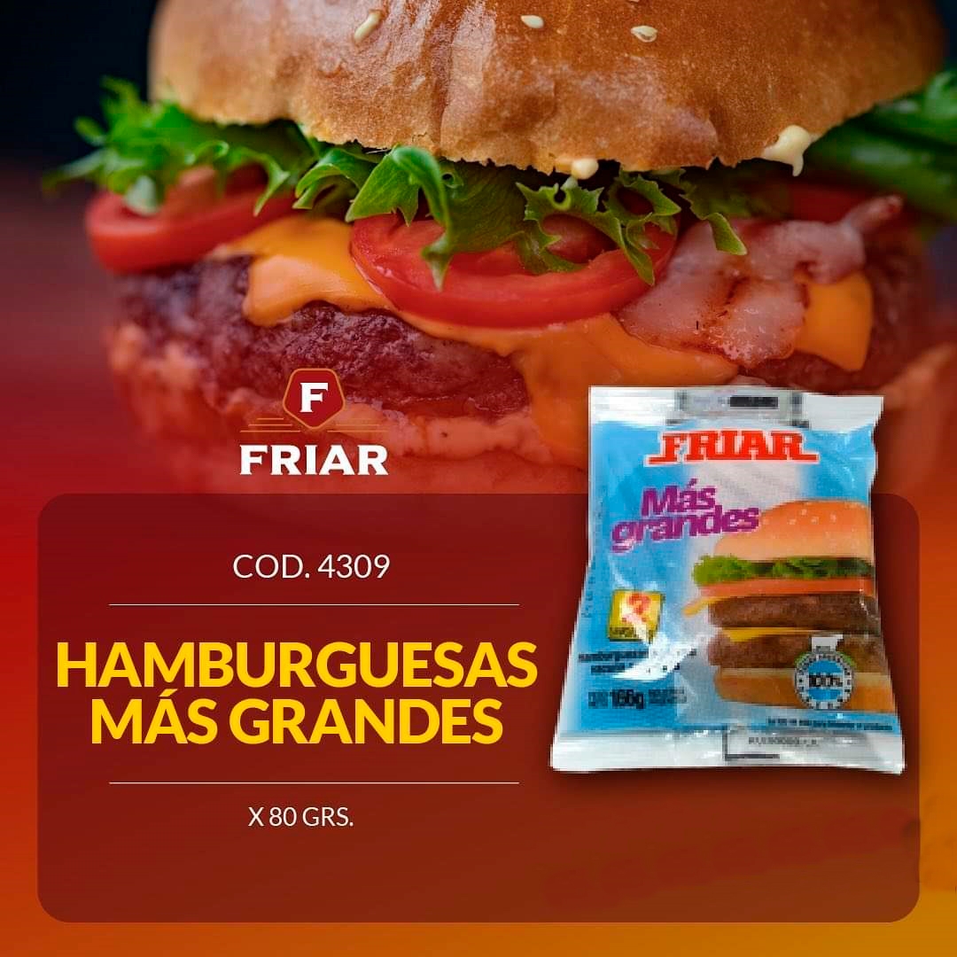 HAMBURGUESA MAS GRANDE 100 % CARNE (30 X 2 X 80 GR C/U), Congelados Don Esteban, Santa Isabel