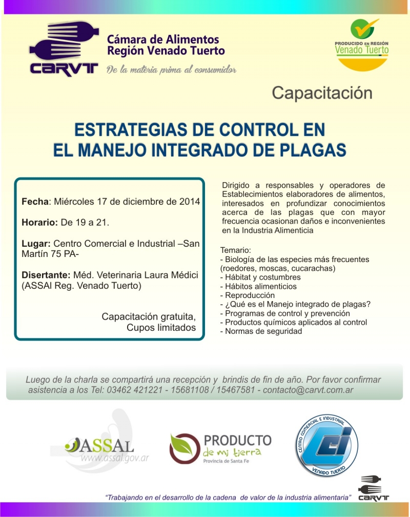 VENADO TUERTO: CHARLA SOBRE CONTROL DE PLAGAS, Laura Medici, venado tuerto